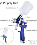 Hella Smooth Finish Guaranteed Dual Nozzle HVLP Gravity Feed Spray Gun Set with detailed parts labeling