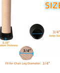 No Slip Rubber Chair Leg Tips Caps Three Quarter Inch Inner Diameter Floor Protectors size diagram with measurements