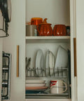 Kitchen cabinet with antique brass knurled cabinet pulls 6 pack 5 inch length on doors