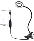 Clip On Desk Lamp With 48 LED Lights, Clamp On Reading Light With 3 Color Modes And 10 Brightness Levels, 360 Degree Flexible Gooseneck