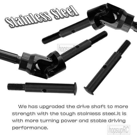 Heavy Duty Stainless Steel Drive Shaft CVD Axle Upgrade Kit for 1/10 Rustler and Stampede VXL 2WD RC Trucks in black