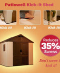 8x6 Ft Plastic Outdoor Storage Shed With Floor Lockable Door And Window Beige Resin Backyard Shed Easy Installation Highlight