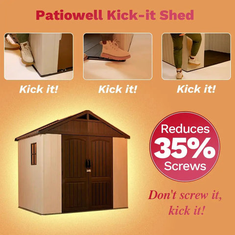 8x6 Ft Plastic Outdoor Storage Shed With Floor Lockable Door And Window Beige Resin Backyard Shed Easy Installation Highlight