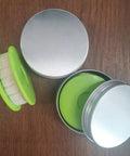 Two Pack Portable Bike Chain Oiler Roller Lubricator Round Lubricant Applicator With Aluminum Storage Jar Green on display