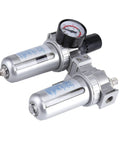 Air Pressure Filter Regulator Lubricator With Gauge Three Eighths Inch Aluminum FRL Unit for Pneumatic Tools and Compressors