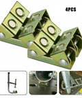 Heavy-Duty Adjustable Magnetic Welding Clamps 4-Pack, V-Type Fixture Holder For Round, Flat, And Angled Metal, Stainless Steel Welder Jig For Bolts Nuts Plates Spot Welding, showing four golden clamps with V-base.