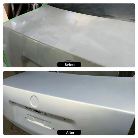 Heavy Duty Adjustable Pneumatic Paint Sprayer Built Like A Beast with before and after results on automotive paint finish.