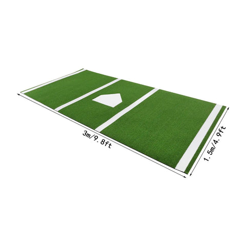 Baseball Hitting Mat 9.8 By 4.9 Feet Pro Grade Durable Batting Cage Turf With Home Plate And White Lines Portable Roll Up Batters Box