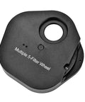 Top view of black 1.25 Inch 5 Position Manual Filter Wheel for Telescopes with T2 Mount Camera Adapter