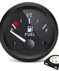 12V Fuel Level Gauge For Cars And Boats With White LED Backlight Universal Fuel Meter Replacement High Sensitivity Readout And Smooth Needle Movement Easy Install For Accurate Fuel Tank Monitoring, 52mm black dial with terminals