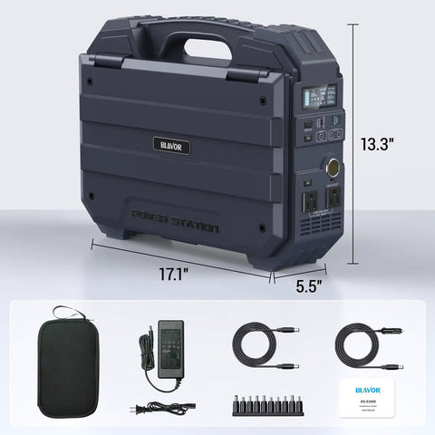 Beefy 1024 Wh Portable Power Station With Integrated 40 W Foldable Solar Panel, 1600 W Output, 100 W Usb C Quick Charge, And Safe LiFePo4 Battery Pack Ready To Crush Camp Trips, Handle Rv Loads, And Back Up Your House On Short Notice, front view, dimensions shown.