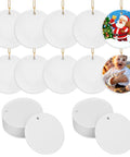 40 Pieces Sublimation Ceramic Ornaments Blanks With Holes 2.95 Inch Round White Porcelain Discs For DIY Crafts