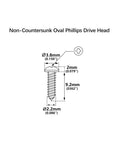 Diagram of Heavy Hitter Number 2 X 3/8 Inch Guitar Tuning Pegs Screws for Gibson Epiphone, showing dimensions and drive head design.