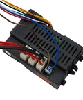 Ride On Car Wire Harness And Switch Conversion Kit with colorful wires and connectors, black component for DIY electric car upgrade.