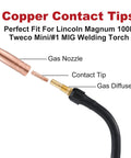 Pro MIG Welding Gun Accessories Kit 0.035 Inch Tips Nozzles And Diffusers For Lincoln Magnum 100L And Tweco Mini 1 Replacement 24 Pack