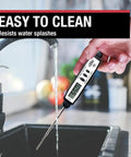 Waterproof Digital Meat Thermometer With Instant Read, 2.75 Inch Stainless Stem, Shatterproof Probe near kitchen sink
