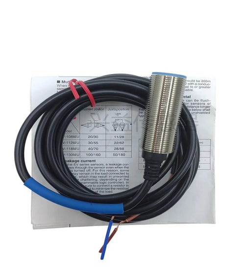 Heavy Duty Non Contact Proximity Switch Sensor with metal housing and cable for industrial automation use.
