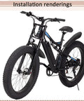26 Inch Fat Tire Electric Bike with Front Fork Air Suspension and 180mm Travel for MTB and Ebike, installation rendering