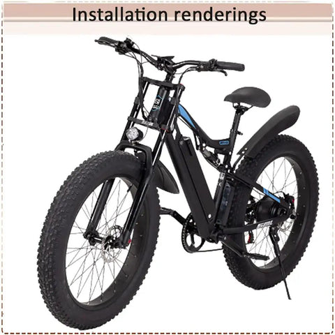 26 Inch Fat Tire Electric Bike with Front Fork Air Suspension and 180mm Travel for MTB and Ebike, installation rendering
