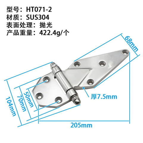 Top Shelf 304 Stainless Steel Door Hinges Industrial Heavy Duty Commercial Hardware Polished Finish close-up with dimensions.