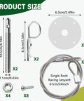 Heavy Duty Stainless Steel Car Hood Pins Kit With Quick Release Lock Latch components with size details and cable