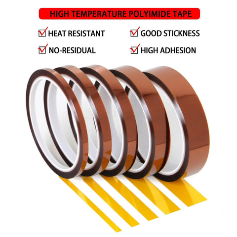 High Temperature Polyimide Masking Tape With No Residue And No Mess, Withstand Up To 536 Degrees Fahrenheit, multiple width rolls