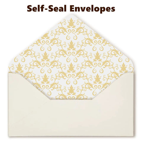 Gold design on envelope from Vintage Style Stationery Set With 60 Letter Papers And 30 Envelopes, Gold Border Writing Paper.