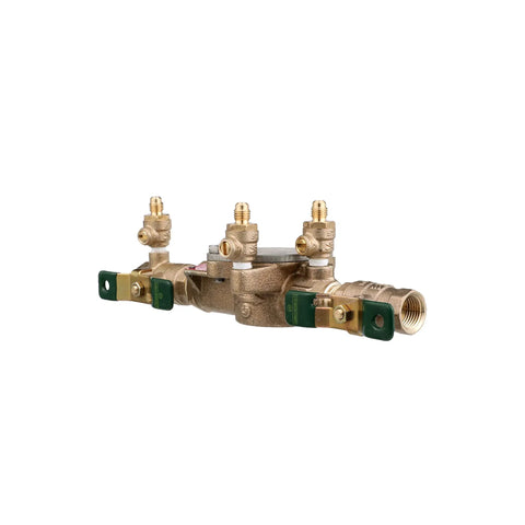 Backflow Preventer Double Check Valve 1/2 Inch Lead Free, Top Entry, NPT Ends, Quarter-Turn Ball Shutoffs, Keeps Potable Water Safe, Meets National Plumbing Codes For Home Plumbing Upgrades shown with test cocks