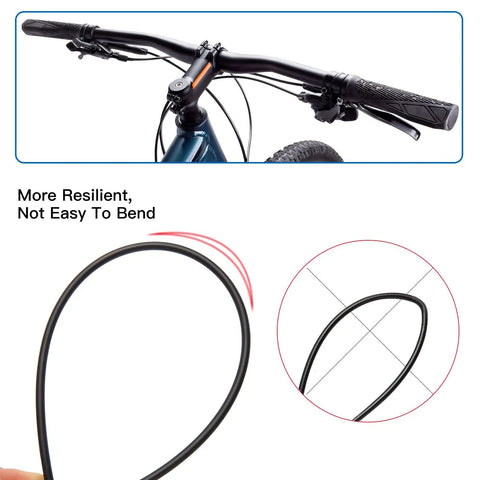 Close-up of Rugged 4mm Lined Shift Cable Housing Kit for mountain and road bikes, showing durable rubber exterior, 3 meters long.