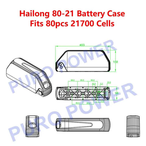 Heavy Duty Ebike Battery Housing Built Like A Tank For Custom Rigs fits 80 pieces 21700 cells, detailed technical drawing.