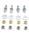 Door Hinge Pin And Bushing Assembly Kit For Chevy GMC Trucks 1999-2007 Avalanche Sierra Silverado Suburban Tahoe Yukon Escalade Replacement 19299324 89025539 38453 displayed in four pins, bushings, washers, and nuts layout.