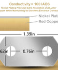 Image of Fresh Nickel Plated Copper Bus Bars And Stainless Steel Nuts Kit For Hybrid Battery Modules showing dimensions and material details.