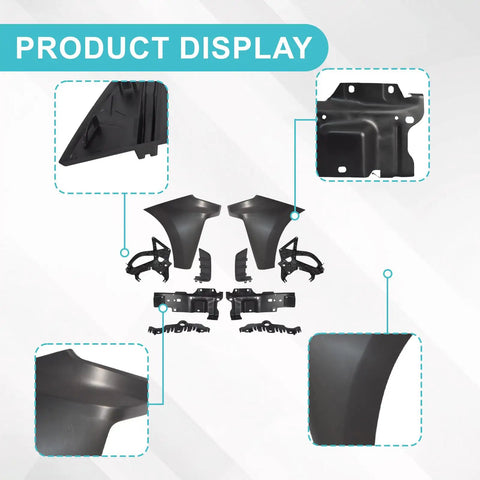 Heavy Duty Black Plastic Front Bumper End Cap Kit With Brackets For 2019 2020 2021 Chevy Silverado 1500 Perfect Up Your Ride Today, black plastic parts