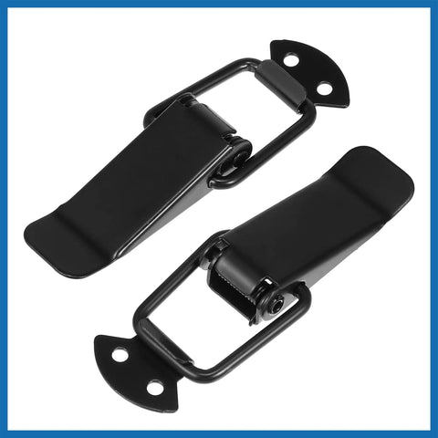 Universal Car Bumper Security Hook Lock Clips for Trunk Quick Release Fasteners 105x33mm 2 Pack, black metal clips