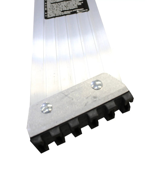 Close-up of the sturdy rubber feet of the Rock Solid 2 Step Aluminum Work Stool, Heavy Duty Industrial Step Ladder.