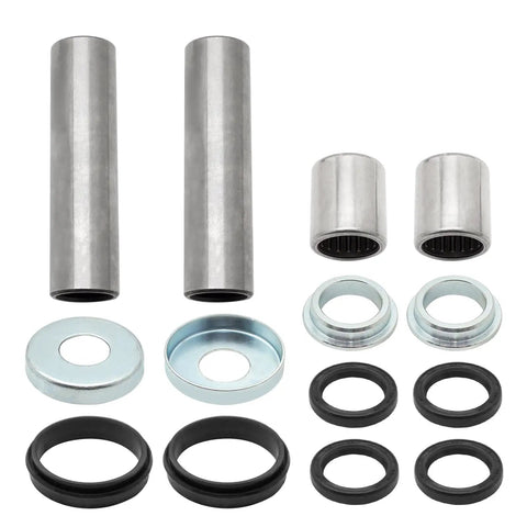 Swing Arm Bearing Seal Collar Kit For ATV TRX450R TRX450ER 2004 Through 2014 With Beefed Up Needle Bearings And Durable Rubber Seals OEM Numbers 52141 HP1 000 91071 MA0 003 91254 KS6 003, shown with collars, bearings, and seals