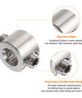 4mm Drill Stop Collar Set With Pro Grade Adjustable Depth Stops, Heavy Duty Stainless Steel Construction, Anodized Silver Finish