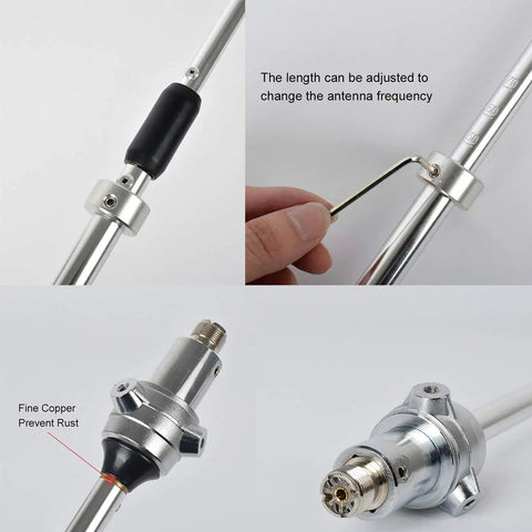 Adjustable Beefy UHF Mobile Antenna For 350 To 500MHz Repeater Use 100W High Power Aluminum Alloy Body 6dBi Gain Detail