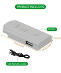 Neo Drone Battery Charger Hub Fast Charge Station with cable, showing size dimensions and USB-A to USB-C cable included.
