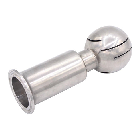 DERNORD 360° spray ball CIP cleaner with 1.5-inch tri-clamp, stainless steel 304, angled side view