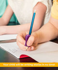 Child using 3 Step Pencil Grip Training Kit For Kids And Adults, Crossover Grip, Pinch Grip, And Standard Ergonomic Grips In Assorted Colors