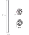 Dope Linear Motion Rods And Ball Bearings Kit with 3mm by 100mm stainless rods and 683ZZ bearings, dimensions highlighted.