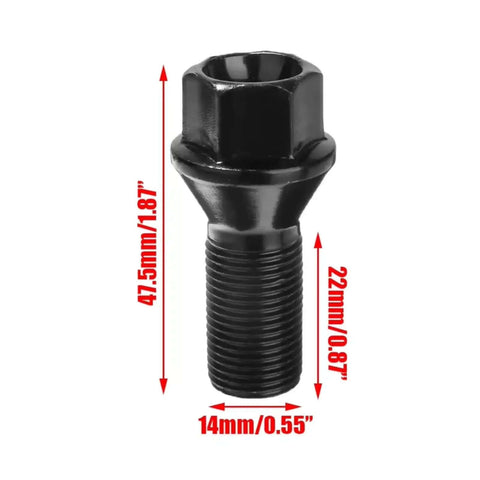 Premium Black Locking Lug Wheel Studs Kit For BMW Models E70 F30 F80 M14 X 1.25 Heavy Duty Replacement Bolts To Keep Your Rides Smooth And Secure Without Issues. black steel lug bolt, 14mm x 47.5mm