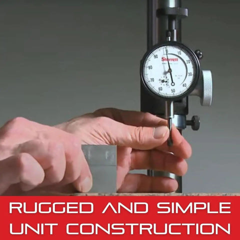 Person using Dial Indicator 0 To 1 Inch Range With White Face Jewel Bearings Lug On Center Back 0 To 100 Dial Reading.001 Inch Graduation Model 655-441J