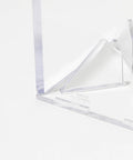Close-up of Clear Acrylic Square Baseball And Golf Ball Display Case showing corner assembly detail for home office or man cave.