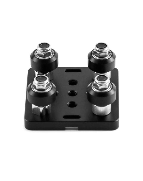 Small V Wheel Plate 4 Pack Gantry Rod Plate With Wheel For 2020 Aluminum Profile CNC And 3D Printer Parts black plate, four-wheel view