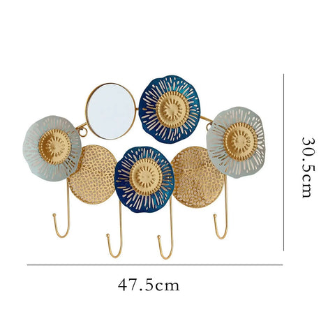 Solid Double Wall Coat Hooks Smooth Mirror Metal Entryway Rack For Hats Bags Keys Towels Top Shelf with decorative design.