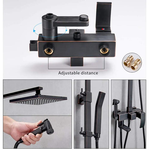 UMJIGF Shower System with Hot and Cold Water Black Shower Faucet Set multifunctional control panel for shower and tub.