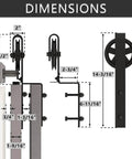 Dimensions of Sliding Barn Door Track Hardware Kit With Quiet Roller Bearings For Single Or Double Doors, 6mm Carbon Steel
