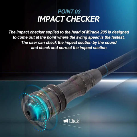 Close-up of impact checker on Backswing Tempo Golf Trainer: Weighted Swing Practice Stick For Consistent Rhythm, Speed, And Balance.